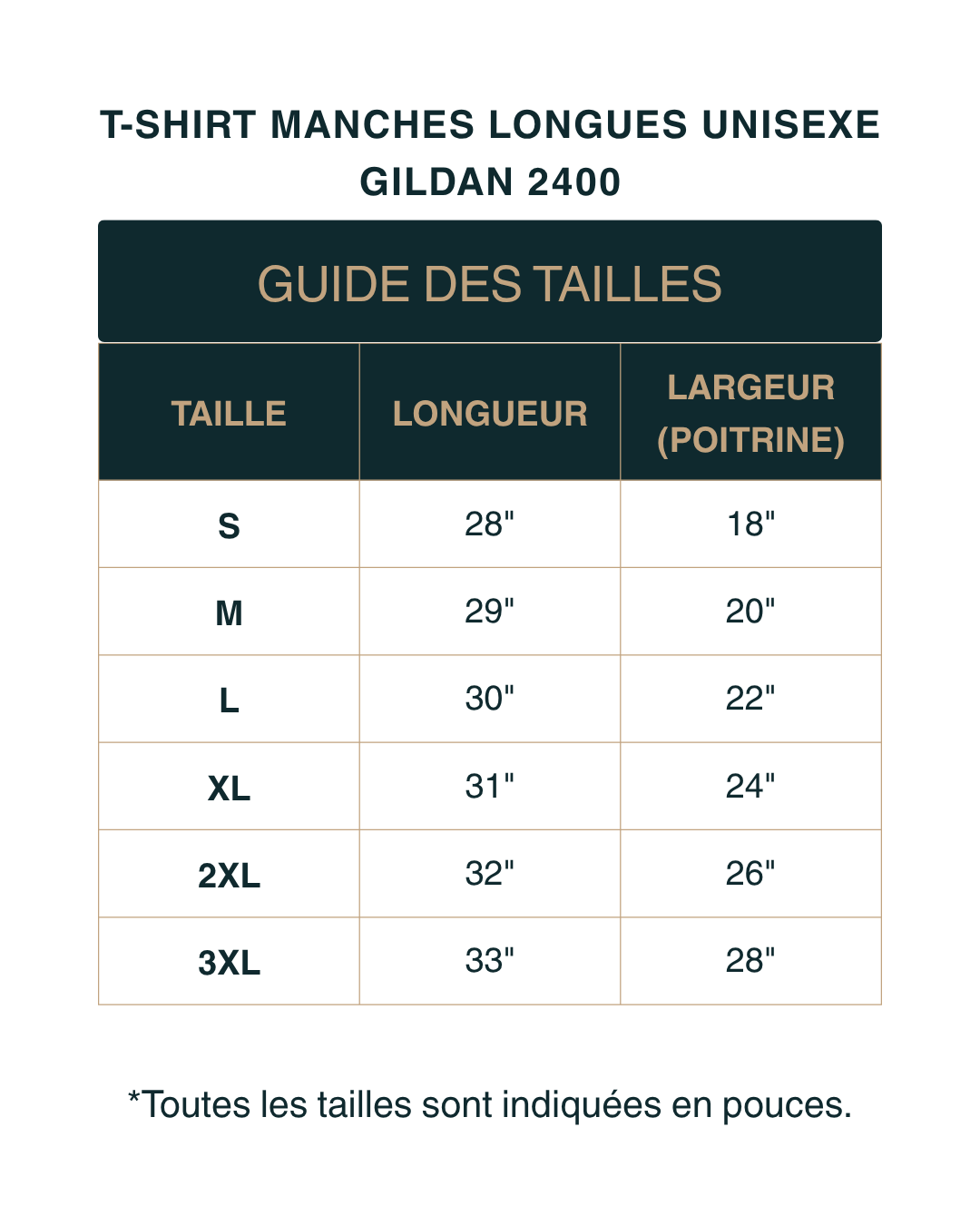 T-shirt unisexe manches longues | Gildan 2400 Ultra Cotton | 28 couleurs disponibles