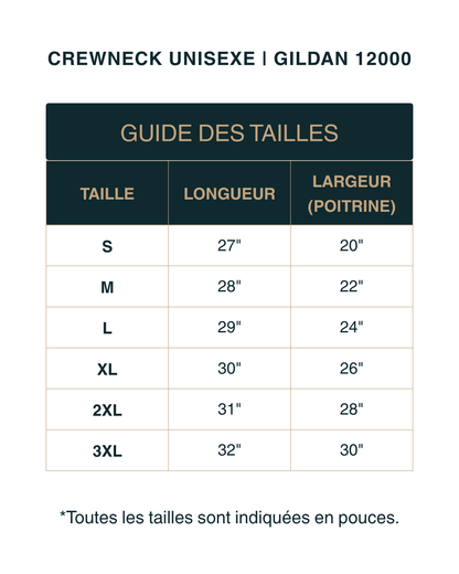 Crewneck Unisexe | Gildan 12000 DryBlend | 8 couleurs disponibles