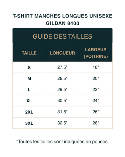 T-shirt unisexe manches longues | Gildan 8400 DryBlend | 15 couleurs disponibles