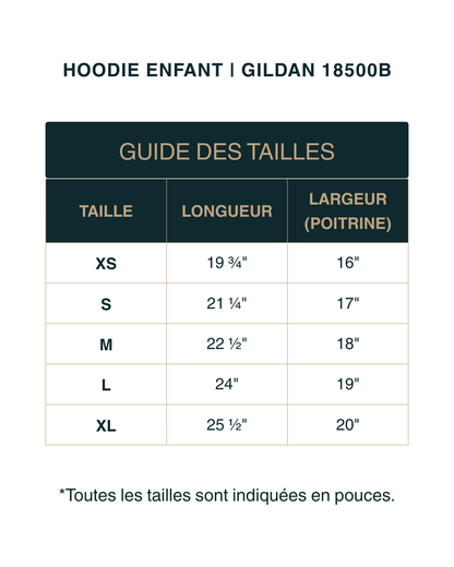 Hoodie Enfant | Gildan 18500B Heavy Blend | 19 couleurs disponibles