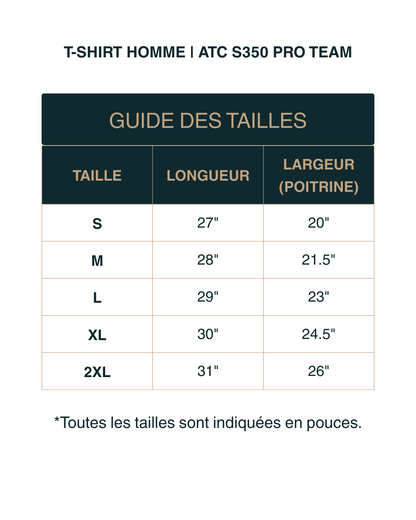 T-shirt homme manches courtes | Léger & Respirant | ATC S350 Pro Team | 19 couleurs disponibles