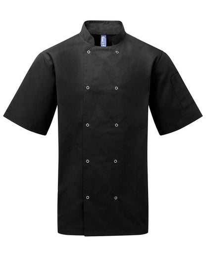 Chemise de cuisine unisexe | Manches courtes et devant à boutons-pression | Artisan Collection By Reprime RP664 | 2 couleurs disponibles