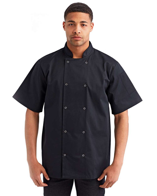 Chemise de cuisine unisexe | Manches courtes et devant à boutons-pression | Artisan Collection By Reprime RP664 | 2 couleurs disponibles