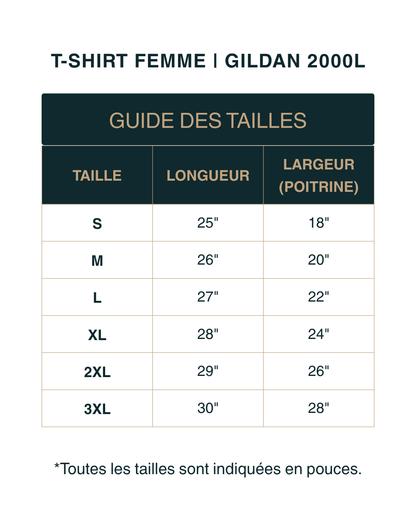 T-shirt pour femme manches courtes | Gildan Ultra Cotton 2000L | 11 couleurs disponibles
