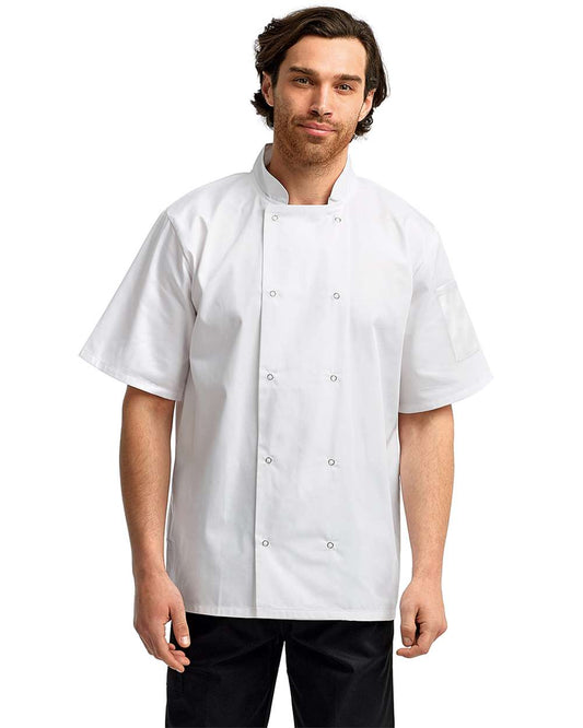 Chemise de cuisine unisexe | Manches courtes et devant à boutons-pression | Artisan Collection By Reprime RP664 | 2 couleurs disponibles